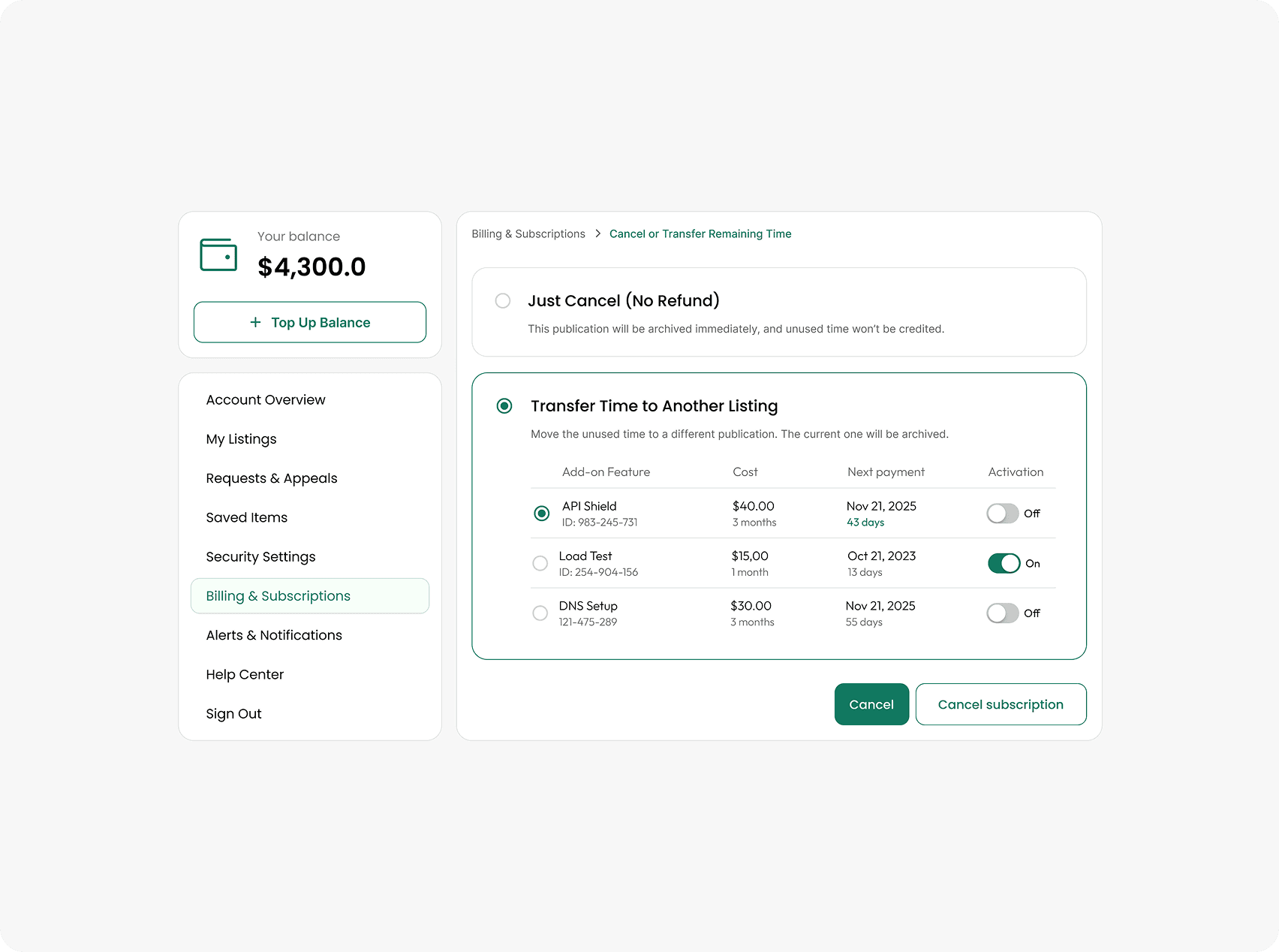 Subscription & Billing